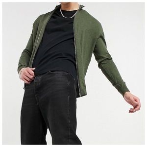 ASOS Design knitted cotton track sweater jacket